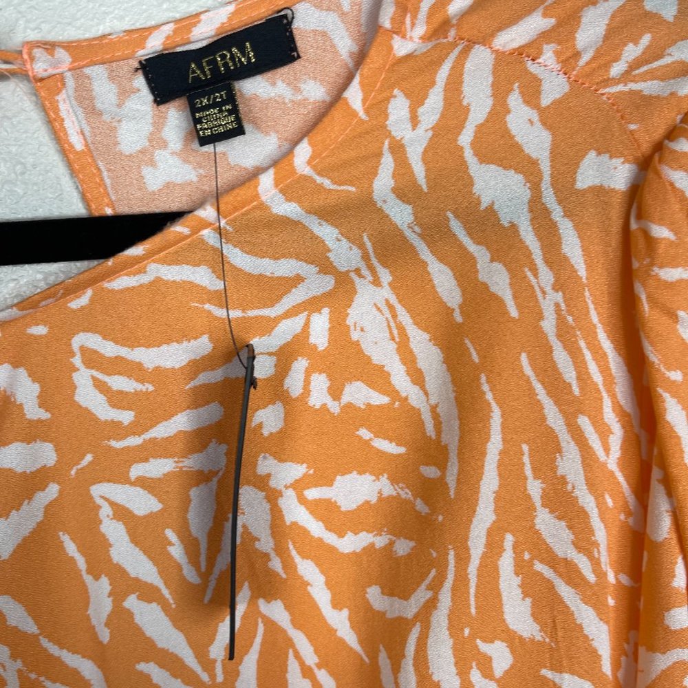 NEW AFRM Jamie Print Open Back Short Sleeve Dress In Coral Zebra Size XXL - Picture 3 of 6